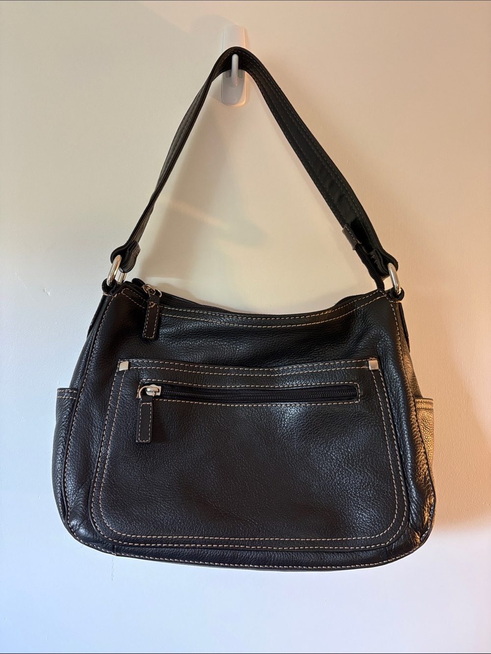 St. John's Bay Black Pebbled Shoulder Bag